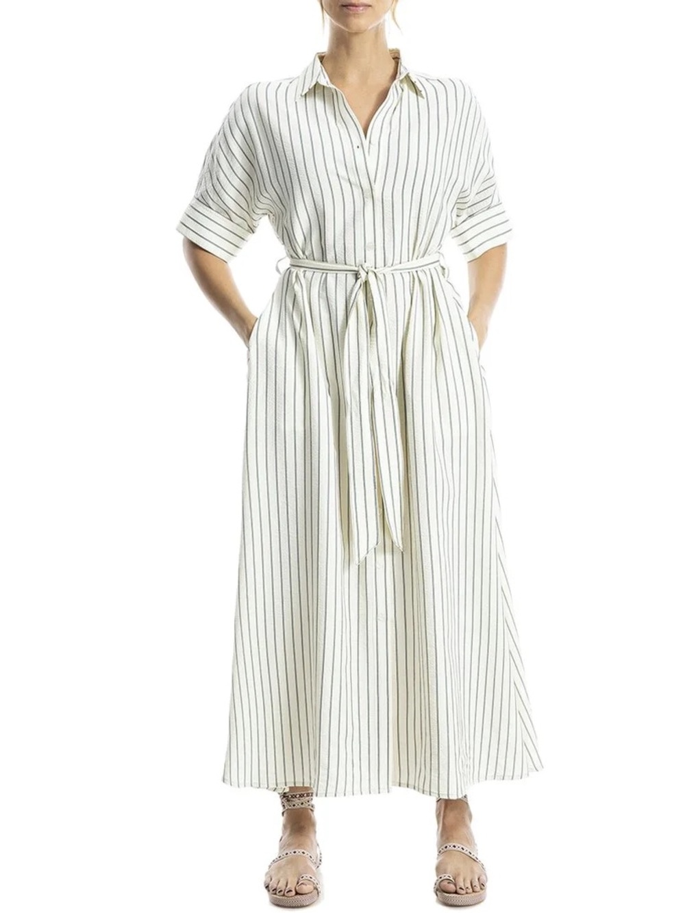 🇺🇸Max Studio Cream Shirt with Black Pinstripes🇺🇸